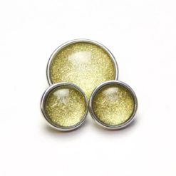 Druckknopf handbemalt knallig grün gold glitzernd für Druckknopfschmuck