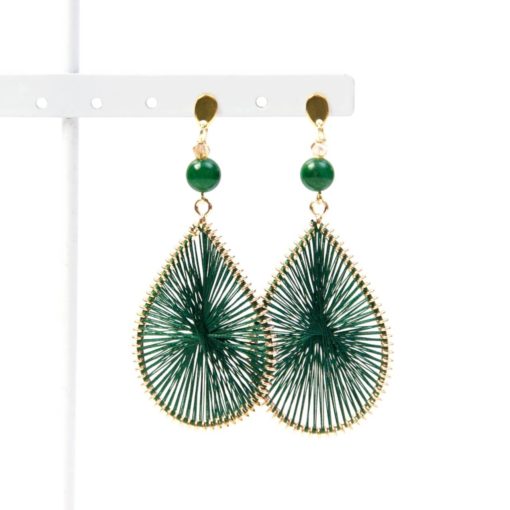 Elegante gehäkelte Edelstahl Ohrhänger in emerald türkis