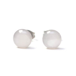 Mini Ohrstecker mit Polaris Perle creme weiß - 7mm - Edelstahl - Polaris Schmuck