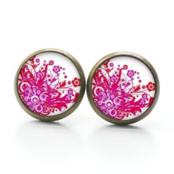 Druckknopf Ohrstecker Ohrhänger Clipse rosa rot pink Blumen Feuer