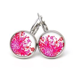 Druckknopf Ohrstecker Ohrhänger Clipse rosa rot pink Blumen Feuer