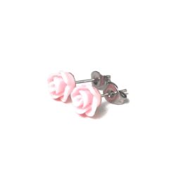 Kleine rosen Ohrstecker in rosa - Edelstahl