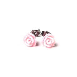 Kleine rosen Ohrstecker in rosa - Edelstahl