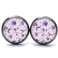 Druckknopf Ohrstecker Ohrhänger Clipse romantisch floral violett lila flieder