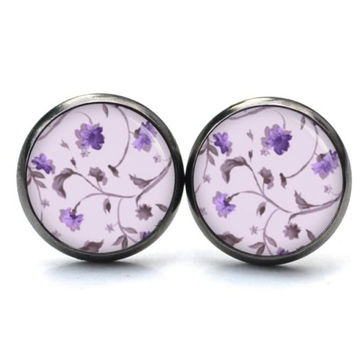 Druckknopf Ohrstecker Ohrhänger Clipse romantisch floral violett lila flieder