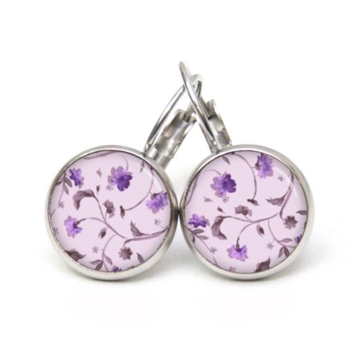 Druckknopf Ohrstecker Ohrhänger Clipse romantisch floral violett lila flieder