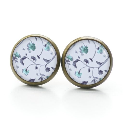 Druckknopf Ohrstecker Ohrhänger Clipse romantisch floral blau türkis