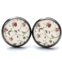 Druckknopf Ohrstecker Ohrhänger Clipse romantisch floral grün rosarot