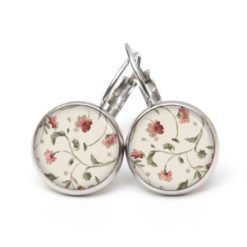 Druckknopf Ohrstecker Ohrhänger Clipse romantisch floral grün rosarot