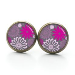 Druckknopf Ohrstecker Ohrhänger Clipse romantisch floral lila flieder pink