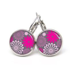 Druckknopf Ohrstecker Ohrhänger Clipse romantisch floral lila flieder pink