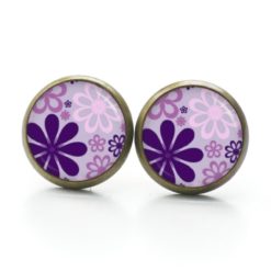 Druckknopf Ohrstecker Ohrhänger Clipse romantisch floral lila flieder violett