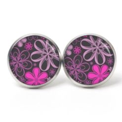 Druckknopf Ohrstecker Ohrhänger Clipse romantisch floral grau lila pink