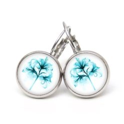 Druckknopf Ohrstecker Ohrhänger Clipse Lilie türkis blau