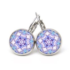 Druckknopf Ohrstecker Ohrhänger Clipse Mandala Mosaik blau lila