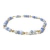 Zartes Perlenarmband mit blauen und goldenen Perlen - Gummiband