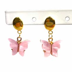 Perlmutt Schmetterling Ohrhänger in rosa und gold - Edelstahl