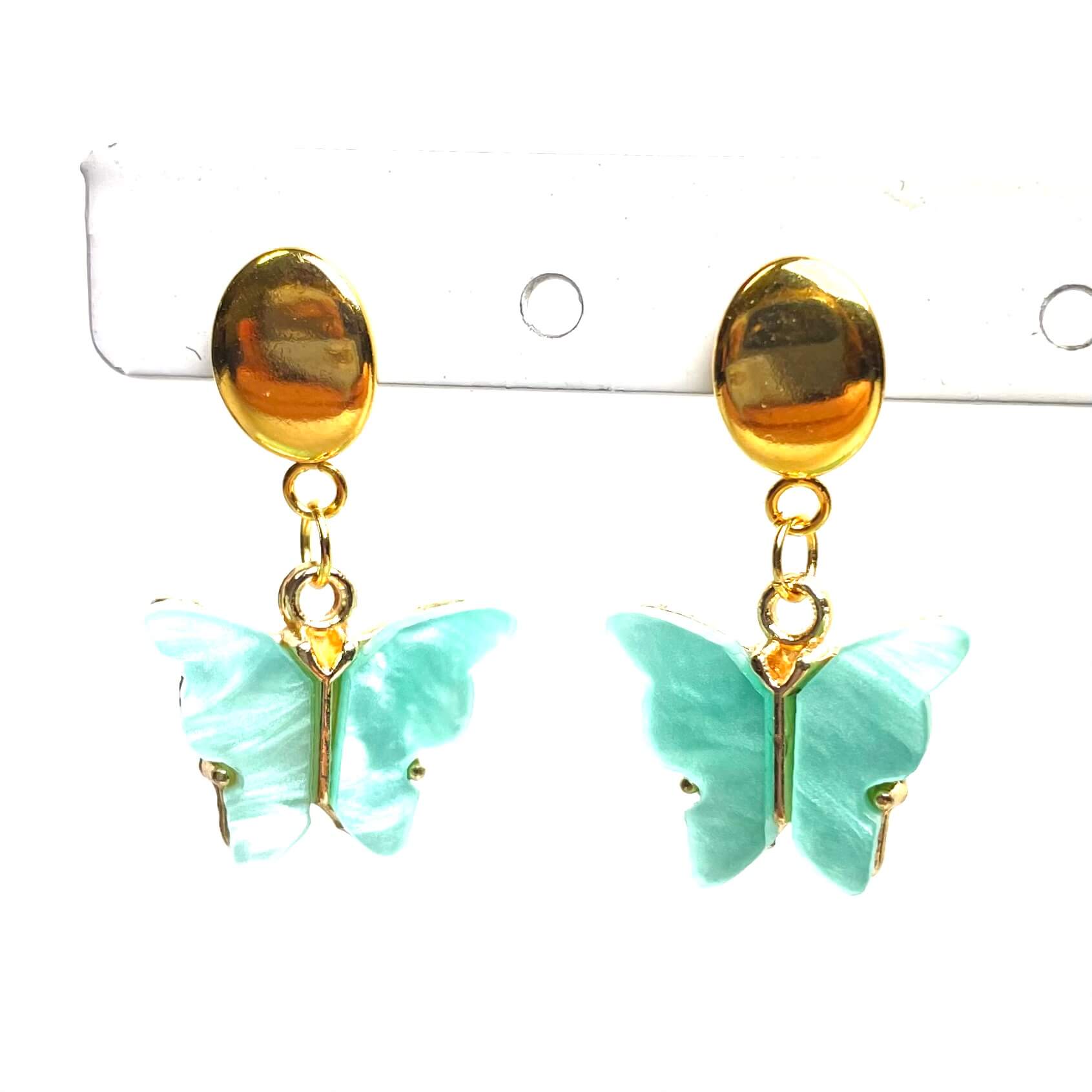 Perlmutt Schmetterling Ohrhänger in türkis und gold – Edelstahl Perlmutt Schmetterling Ohrhänger in türkis und gold - Edelstahl