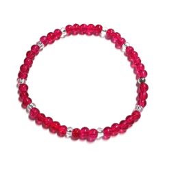 Zartes Perlenarmband mit pinken Perlen - Gummiband