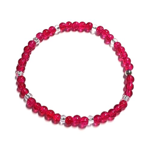 Zartes Perlenarmband mit pinken Perlen - Gummiband