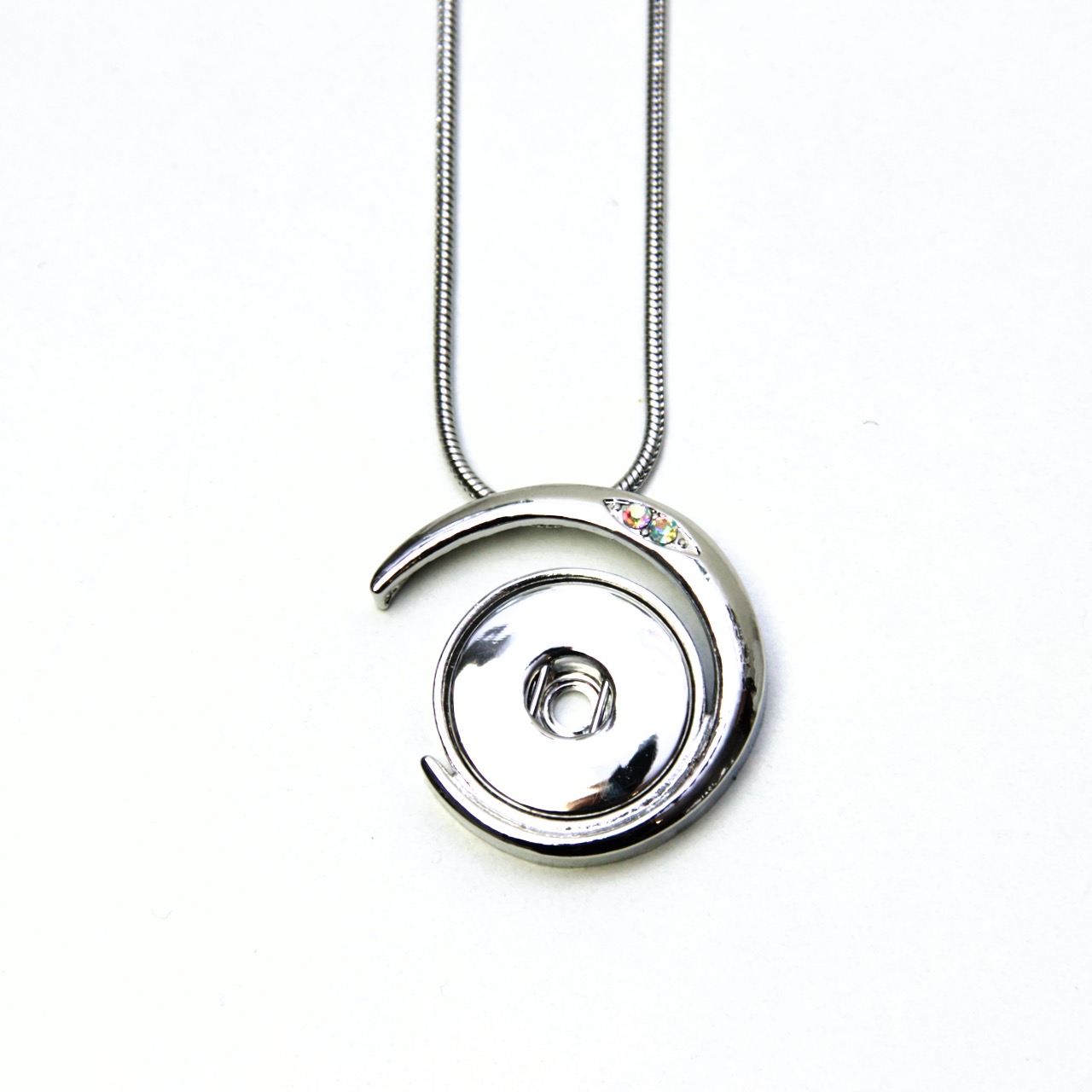 Edelstahlkette mit Strass Druckknopf Anhänger für 16mm Druckknopf Edelstahlkette mit Strass Druckknopf Anhänger für 16mm Druckknopf
