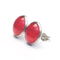 Druckknopf / Ohrstecker / Ohrhänger handbemalt rot glitzernd