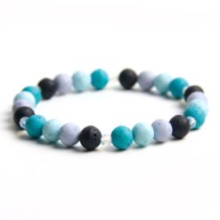 Polaris Armband schwarz türkis blau – stabiles Gummiband - Handmade