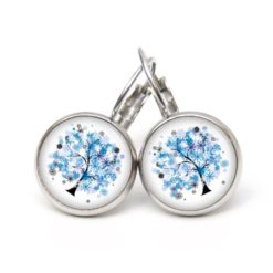 Druckknopf Ohrstecker Ohrhänger großer blauer Baum