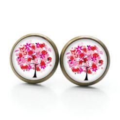 Druckknopf Ohrstecker Ohrhänger großer rosa Baum