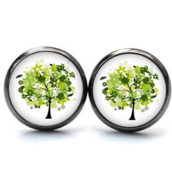 Druckknopf Ohrstecker Ohrhänger großer grüner Baum