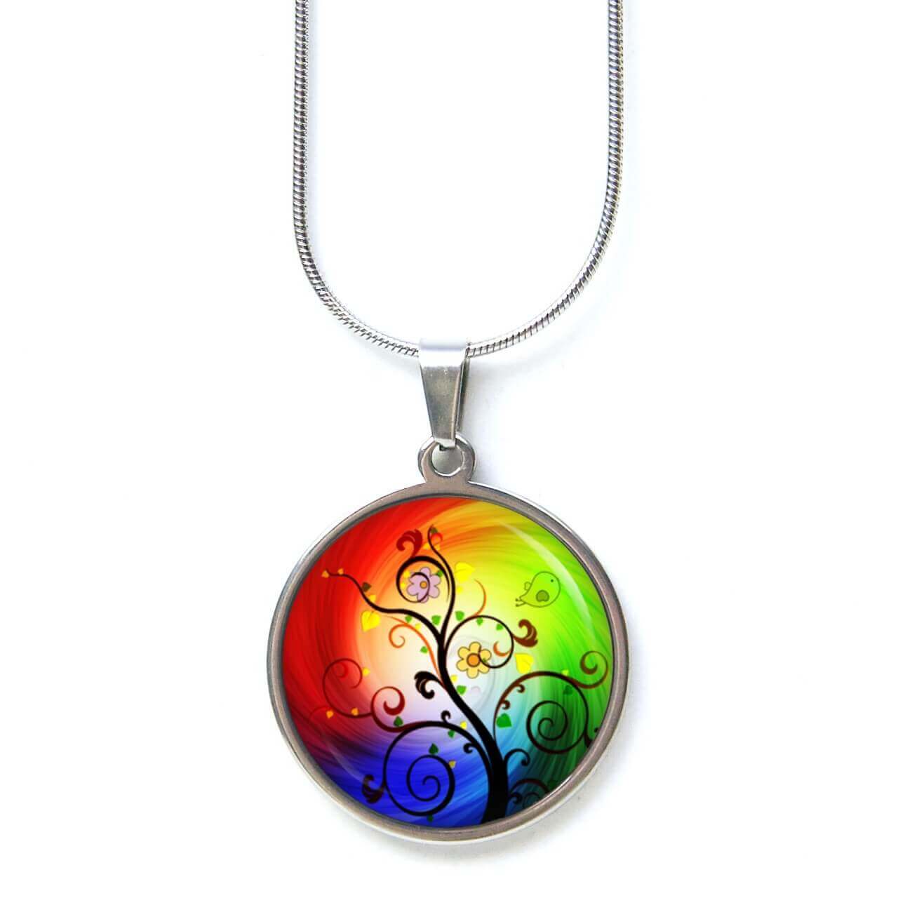 Druckknopf Ohrstecker Ohrhänger großer bunter Lebensbaum Druckknopf Ohrstecker Ohrhänger großer bunter Lebensbaum