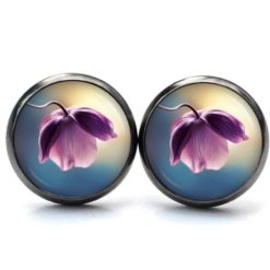 Druckknopf Ohrstecker Ohrhänger Clipse violette Orchidee