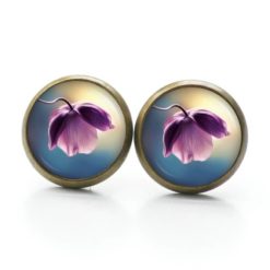 Druckknopf Ohrstecker Ohrhänger Clipse violette Orchidee