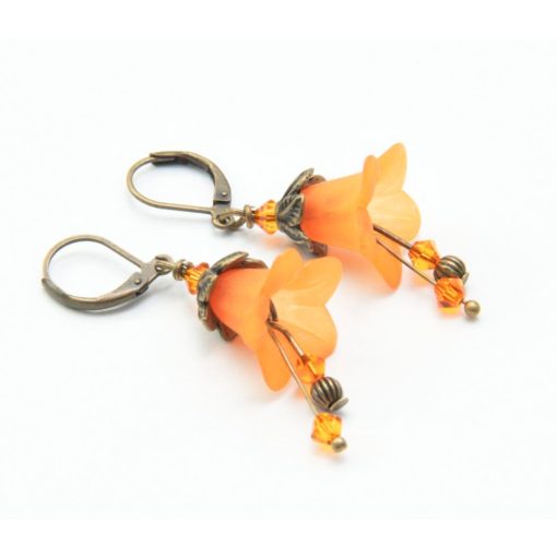 Romantische Blumen Ohrringe aus antik bronze in Orange boho