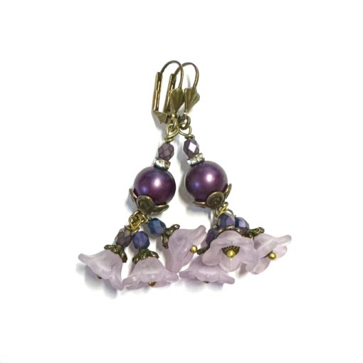 Romantische Blumen Ohrringe aus Bronze in Violett und Flieder boho