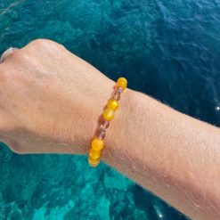 Perlen Armband gelbe Sonne – stabiles Gummiband - Handmade