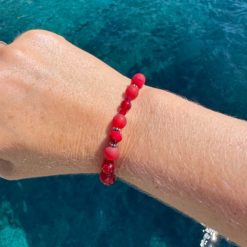 Perlen Armband Rubin rote Liebe – stabiles Gummiband - Handmade