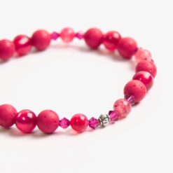 Perlen Armband Fuchsia pink mit Achat – Gummiband - Handmade