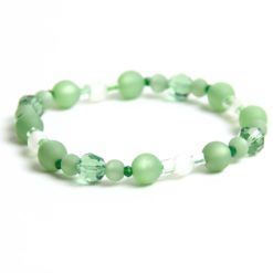 Perlen Armband patina grün – Gummiband - Handmade