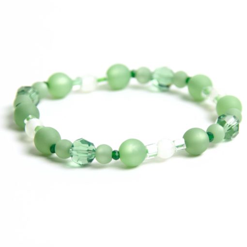 Perlen Armband patina grün – Gummiband - Handmade
