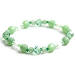 Perlen Armband patina grün – Gummiband - Handmade