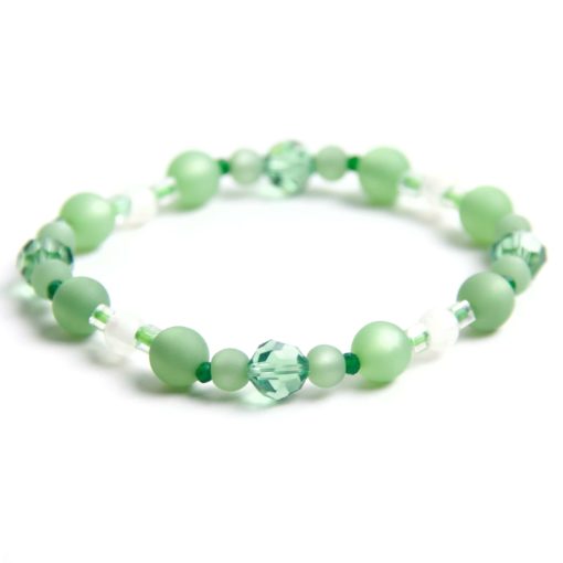 Perlen Armband patina grün – Gummiband - Handmade