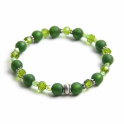 Perlen Armband Wald in Moosgrün – Gummiband - Handmade