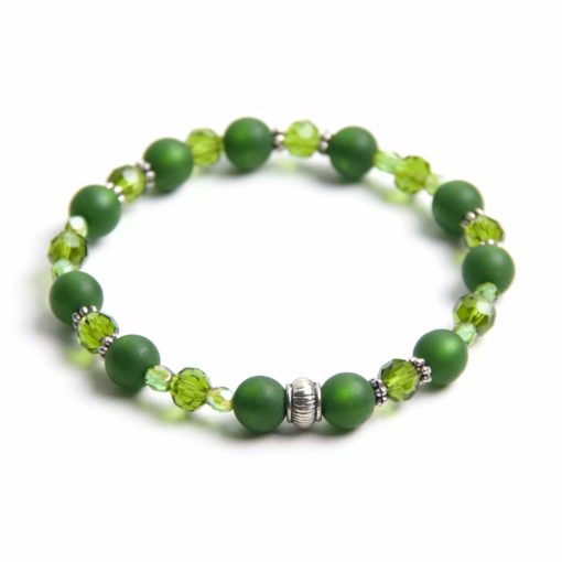 Perlen Armband Wald in Moosgrün – Gummiband - Handmade
