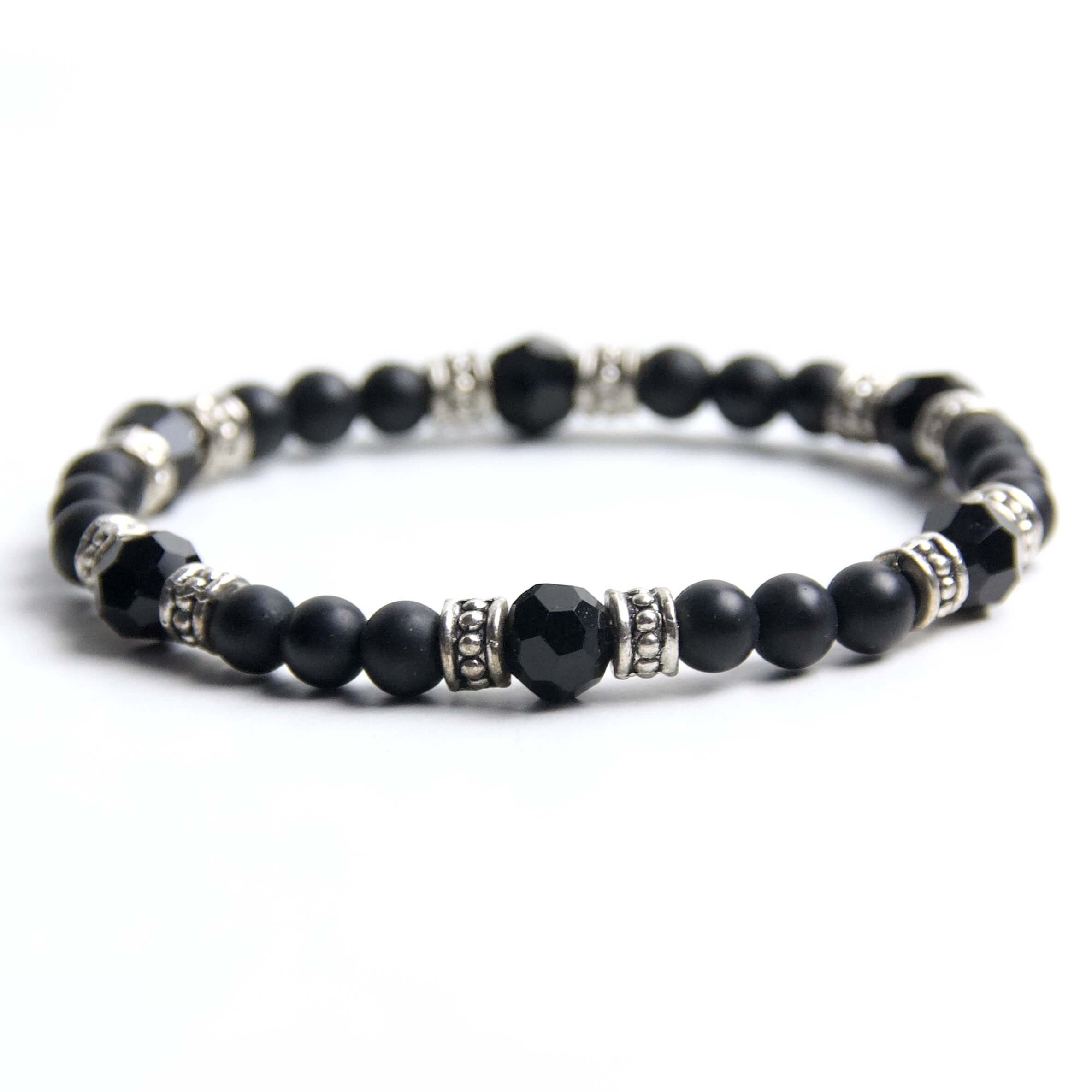 Perlen Armband schwarzer Achat – stabiles Gummiband – Handmade Perlen Armband schwarzer Achat – stabiles Gummiband - Handmade