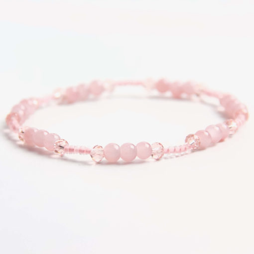 Zartes Perlenarmband mit rosa Cateye Perlen - Gummiband