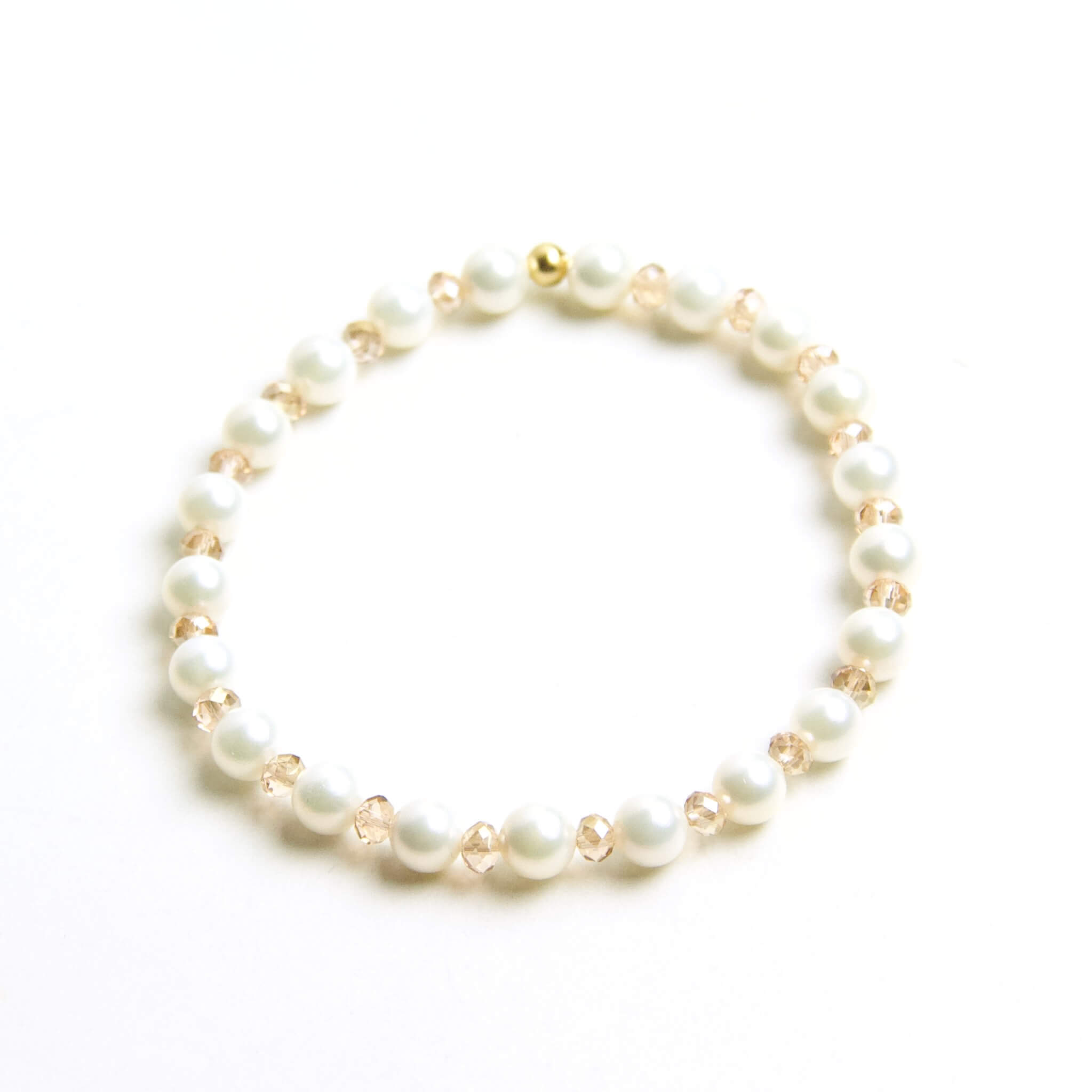 Perlen Armband creme Perlen mit gold – stabiles Gummiband – Handmade Perlen Armband creme Perlen mit gold – stabiles Gummiband - Handmade