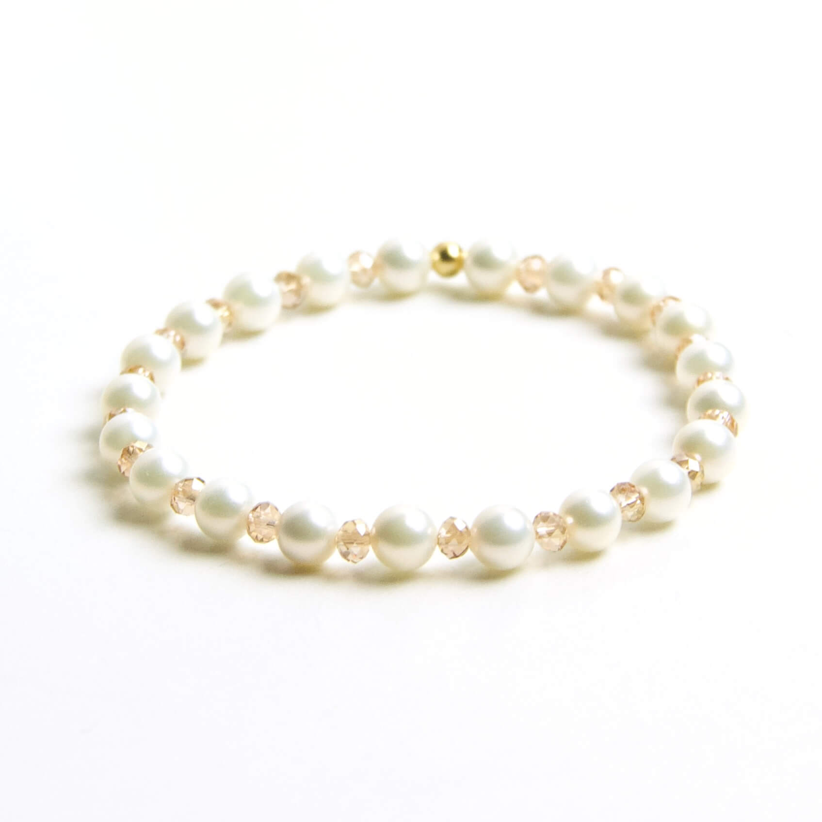 Perlen Armband creme Perlen mit gold – stabiles Gummiband – Handmade Perlen Armband creme Perlen mit gold – stabiles Gummiband - Handmade