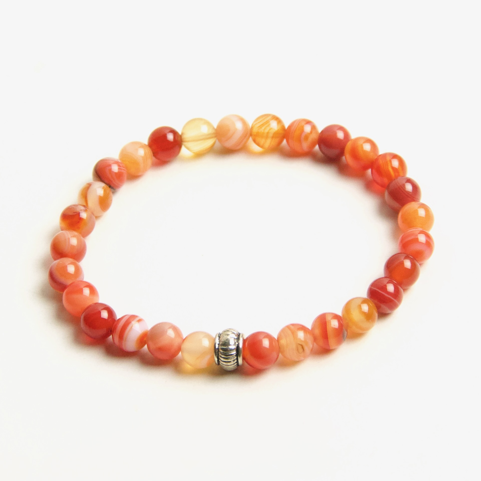 Perlen Armband orangener Achat – stabiles Gummiband – Handmade Perlen Armband orangener Achat – stabiles Gummiband - Handmade