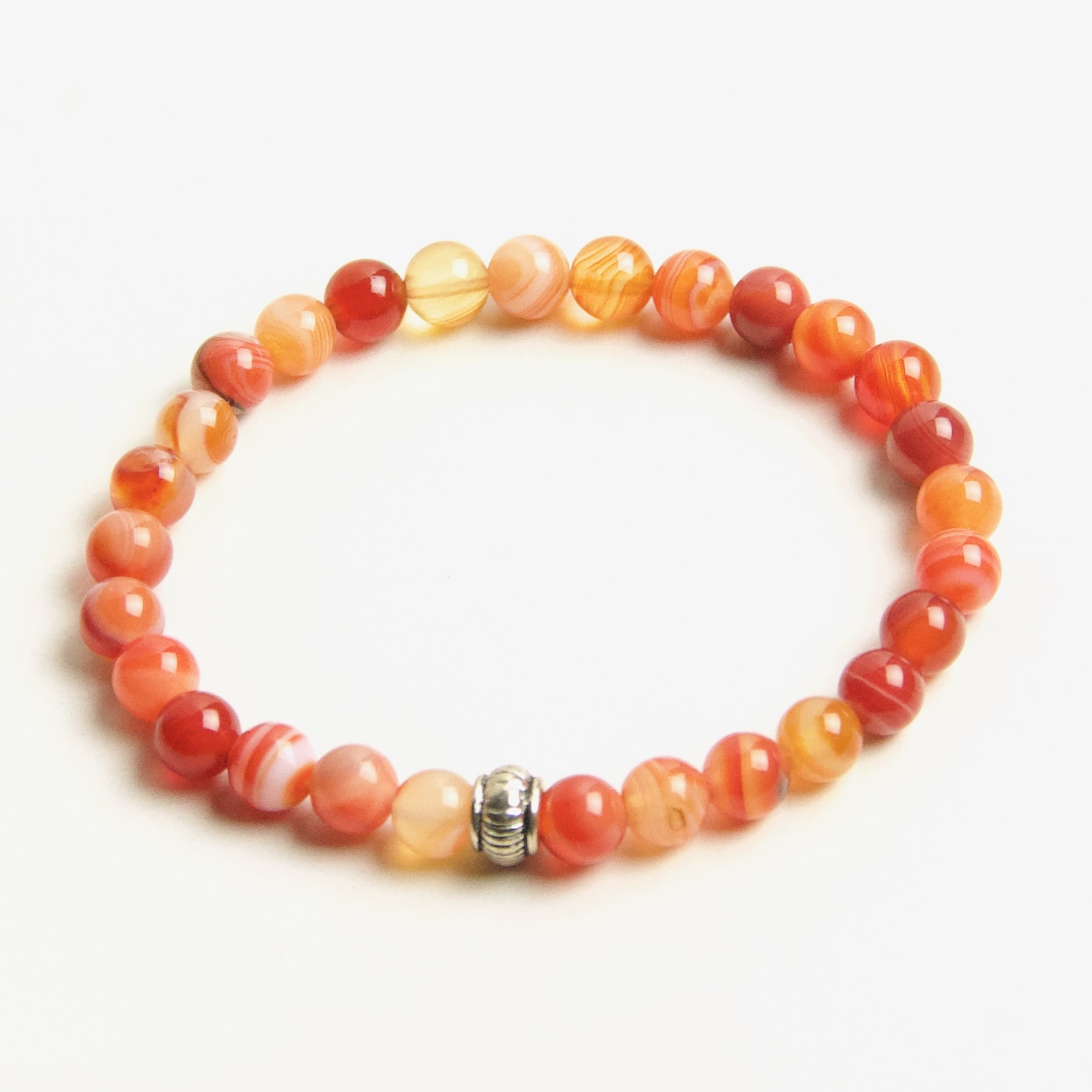 Perlen Armband orangener Achat – stabiles Gummiband – Handmade Perlen Armband orangener Achat – stabiles Gummiband - Handmade